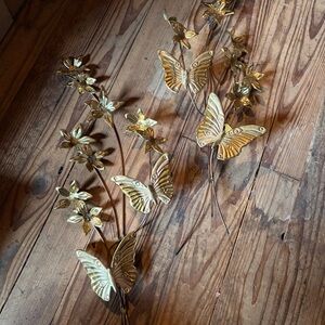 Brass Butterfly and Flower Wall Decor